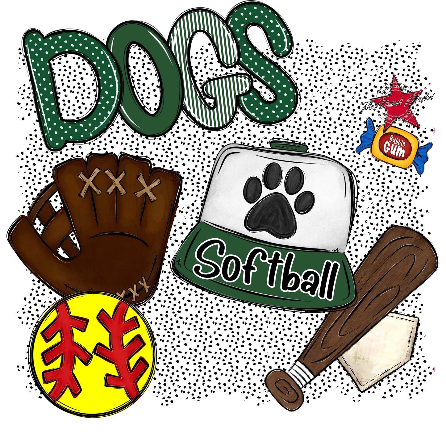 Dogs Softball Spirit-Green