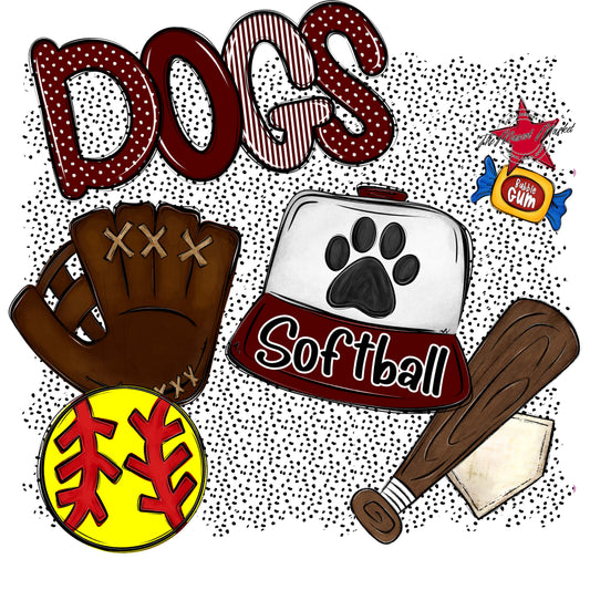 Dogs Softball Spirit-Maroon