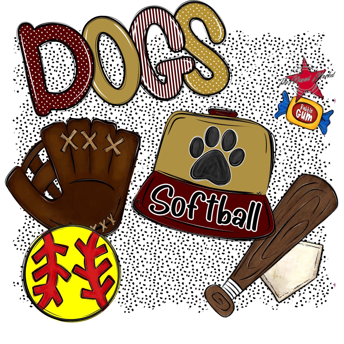 Dogs Softball Spirit-Maroon & Gold
