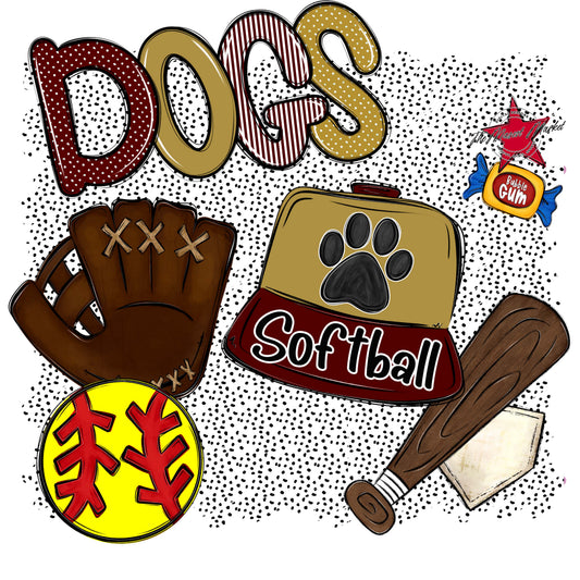 Dogs Softball Spirit-Maroon & Gold