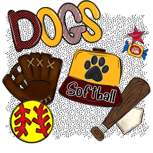 Dogs Softball Spirit-Maroon & Yellow