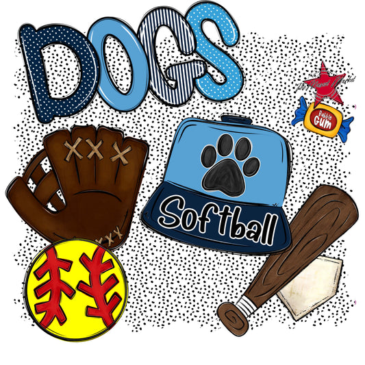 Dogs Softball Spirit-Navy & Carolina Blue