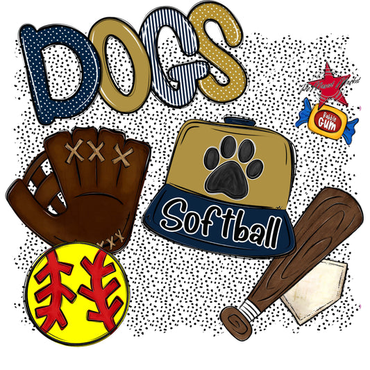 Dogs Softball Spirit-Navy & Gold