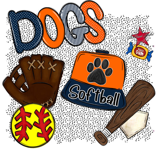 Dogs Softball Spirit-Navy & Orange