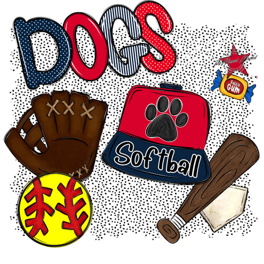 Dogs Softball Spirit-Navy & Red