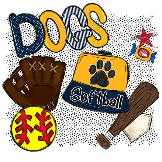 Dogs Softball Spirit-Navy & Yellow