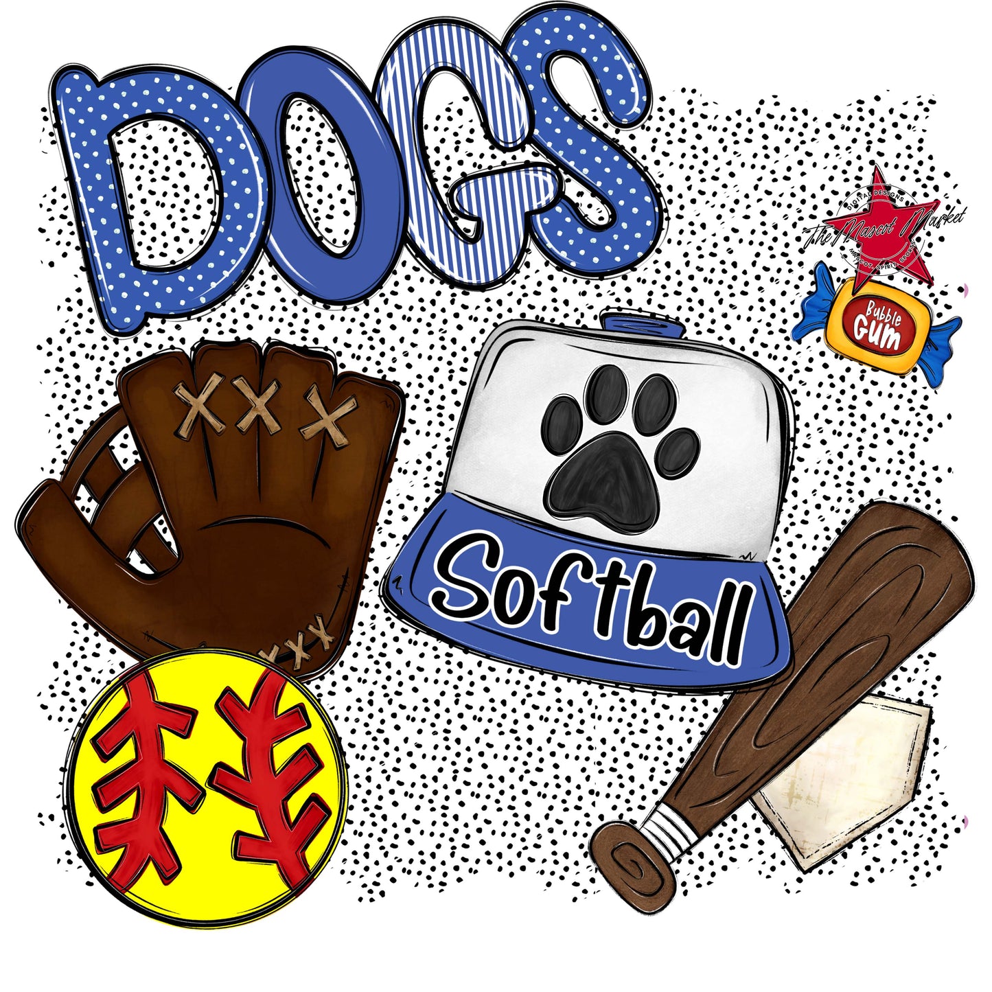 Dogs Softball Spirit-Off Blue
