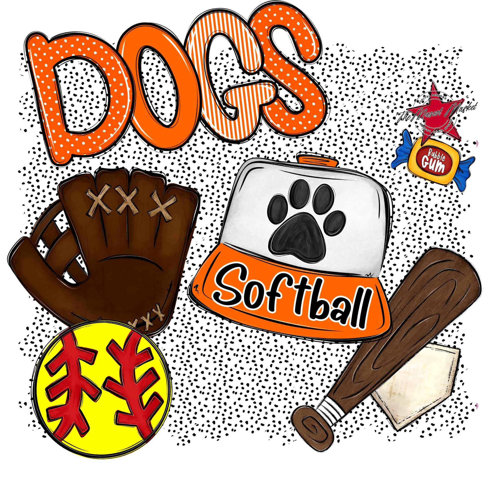 Dogs Softball Spirit-Orange