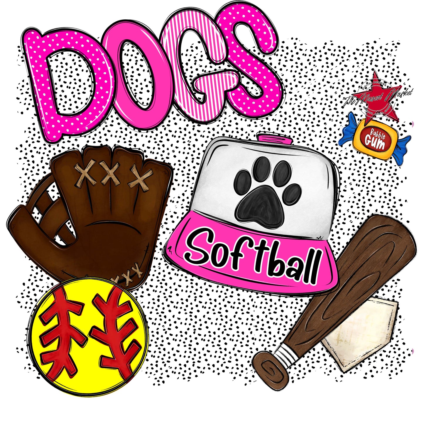 Dogs Softball Spirit-Pink