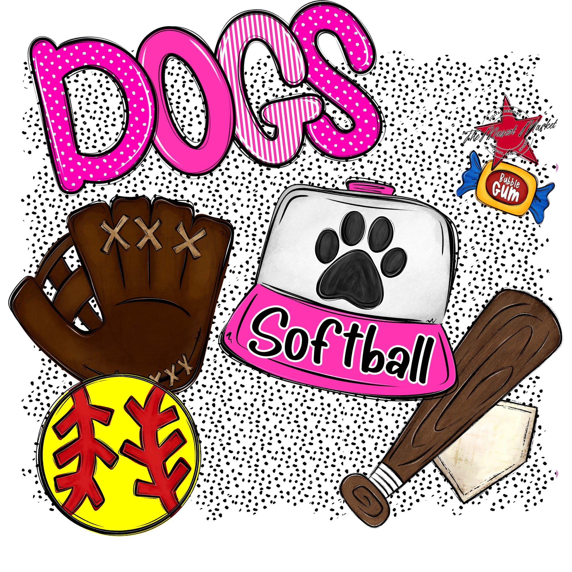 Dogs Softball Spirit-Pink
