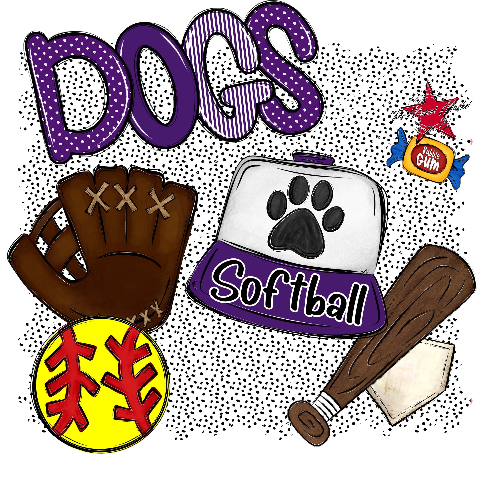 Dogs Softball Spirit-Purple