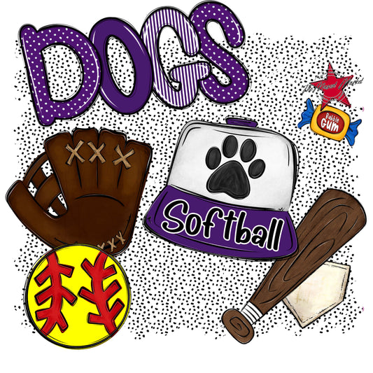 Dogs Softball Spirit-Purple