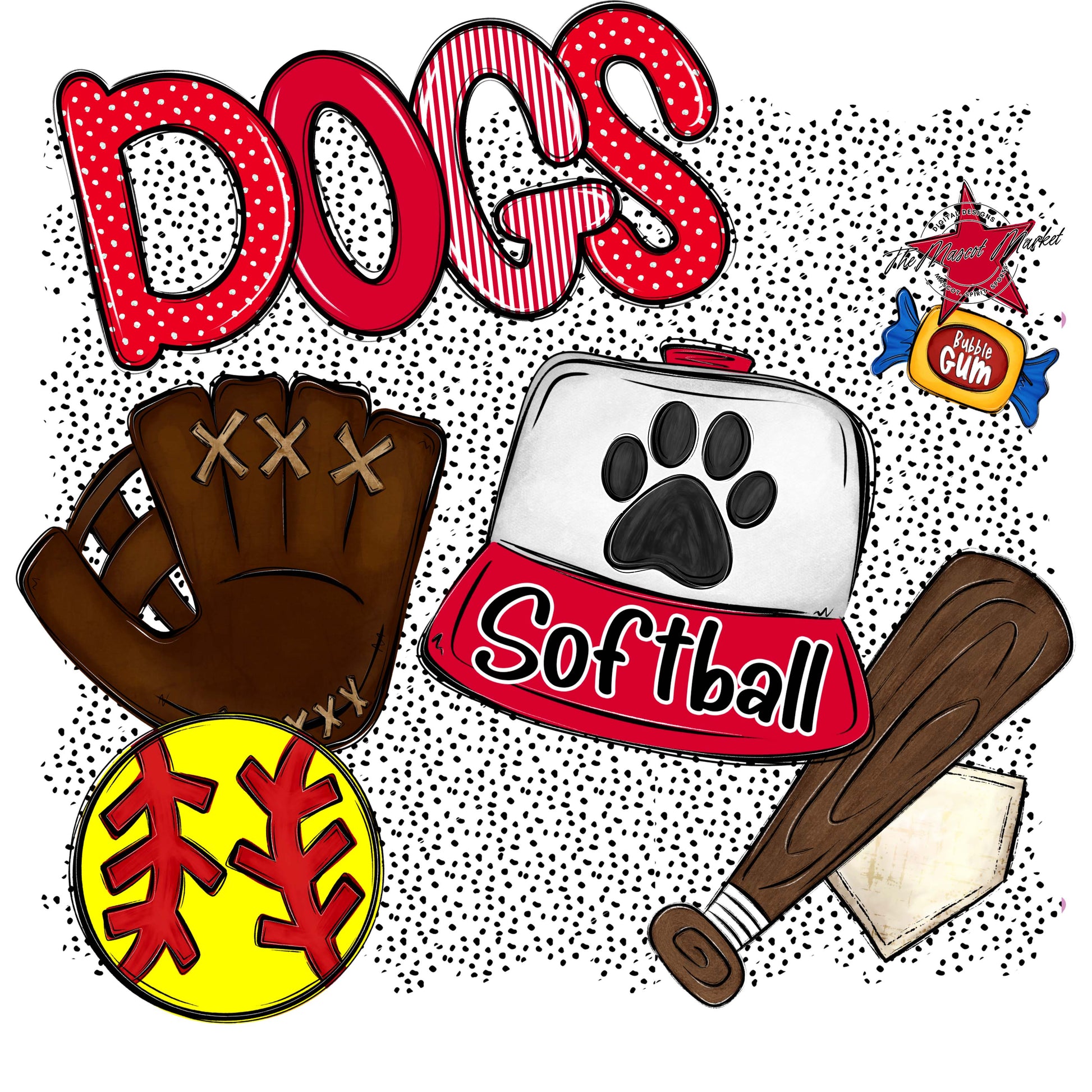 Dogs Softball Spirit-Red