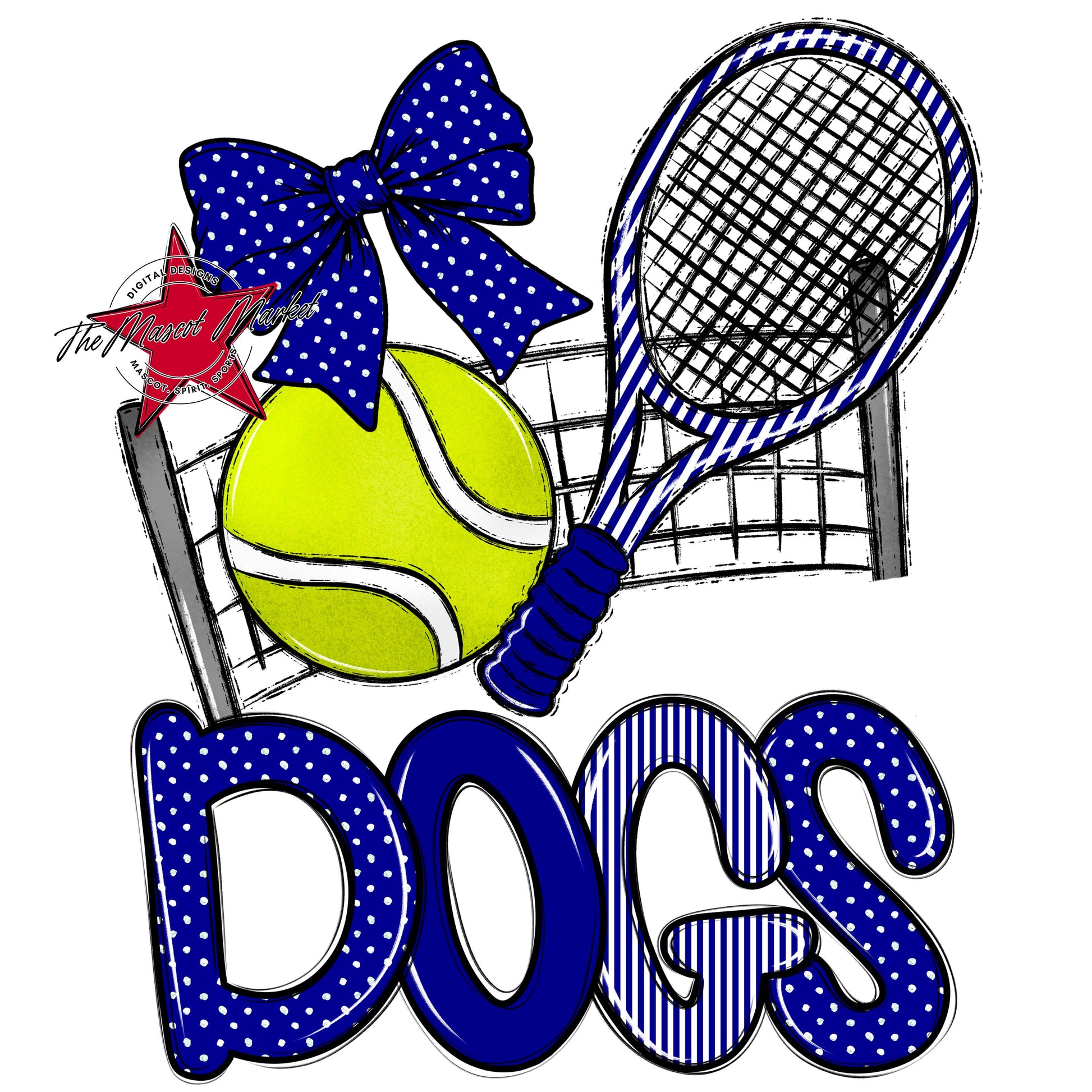Dogs Tennis Spirit Design-Blue