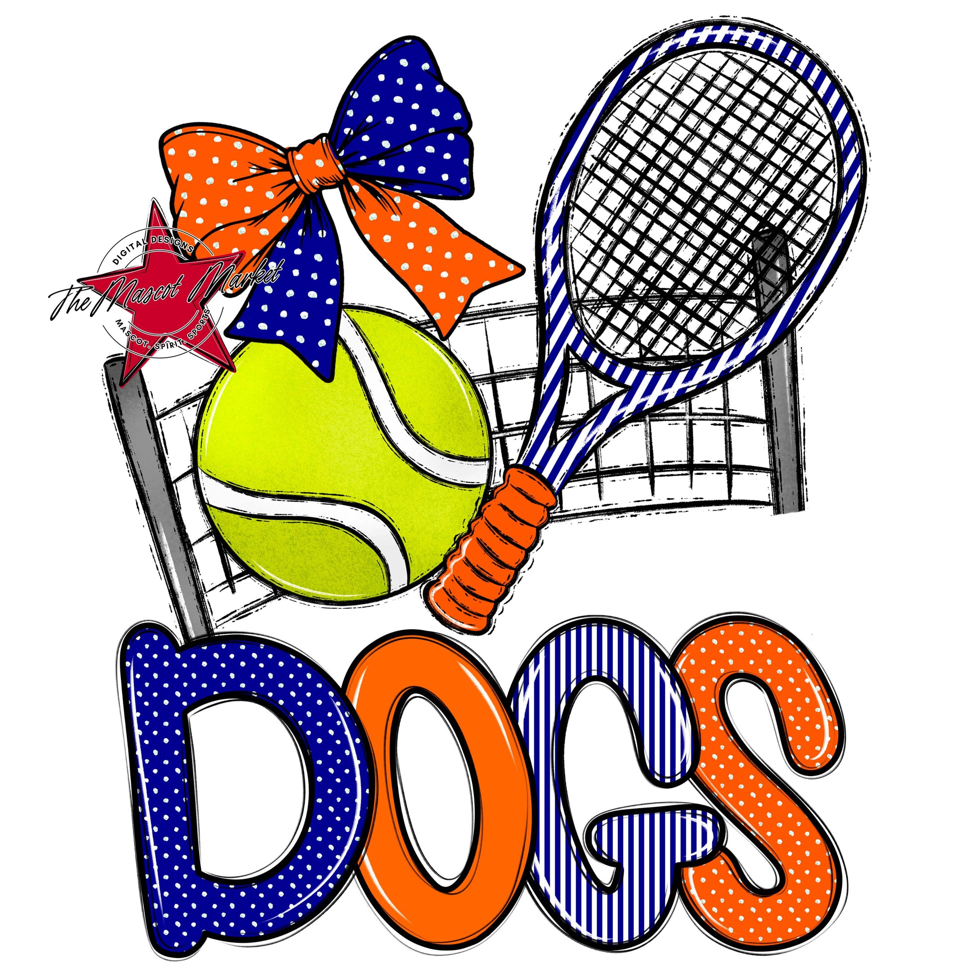 Dogs Tennis Spirit Design-Blue & Orange