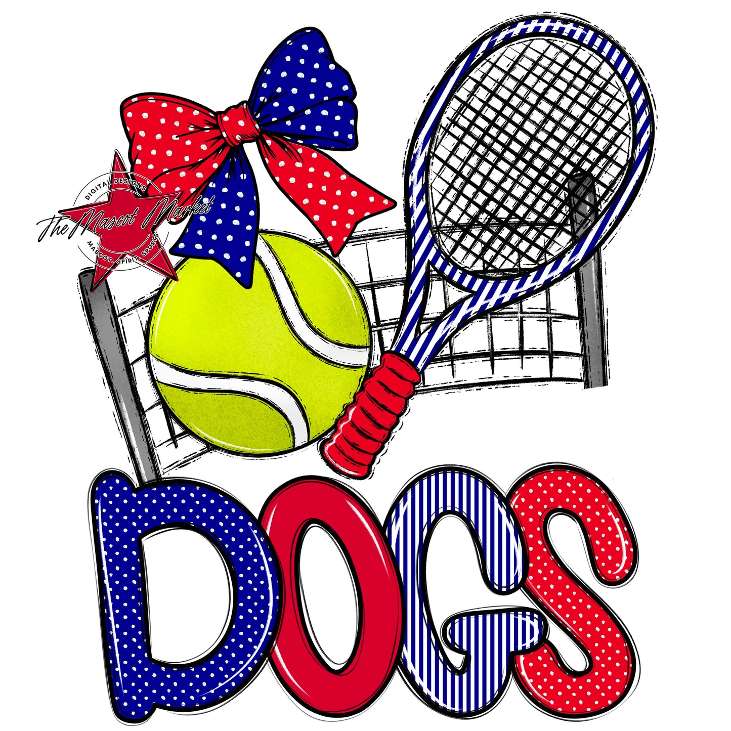 Dogs Tennis Spirit Design-Blue & Red