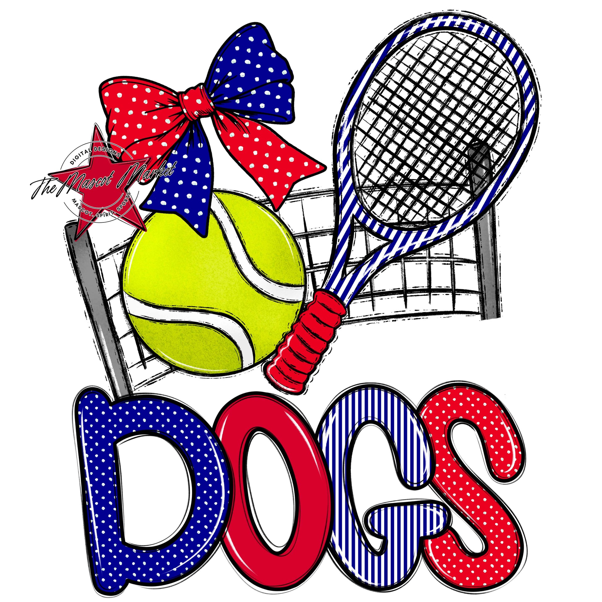 Dogs Tennis Spirit Design-Blue & Red