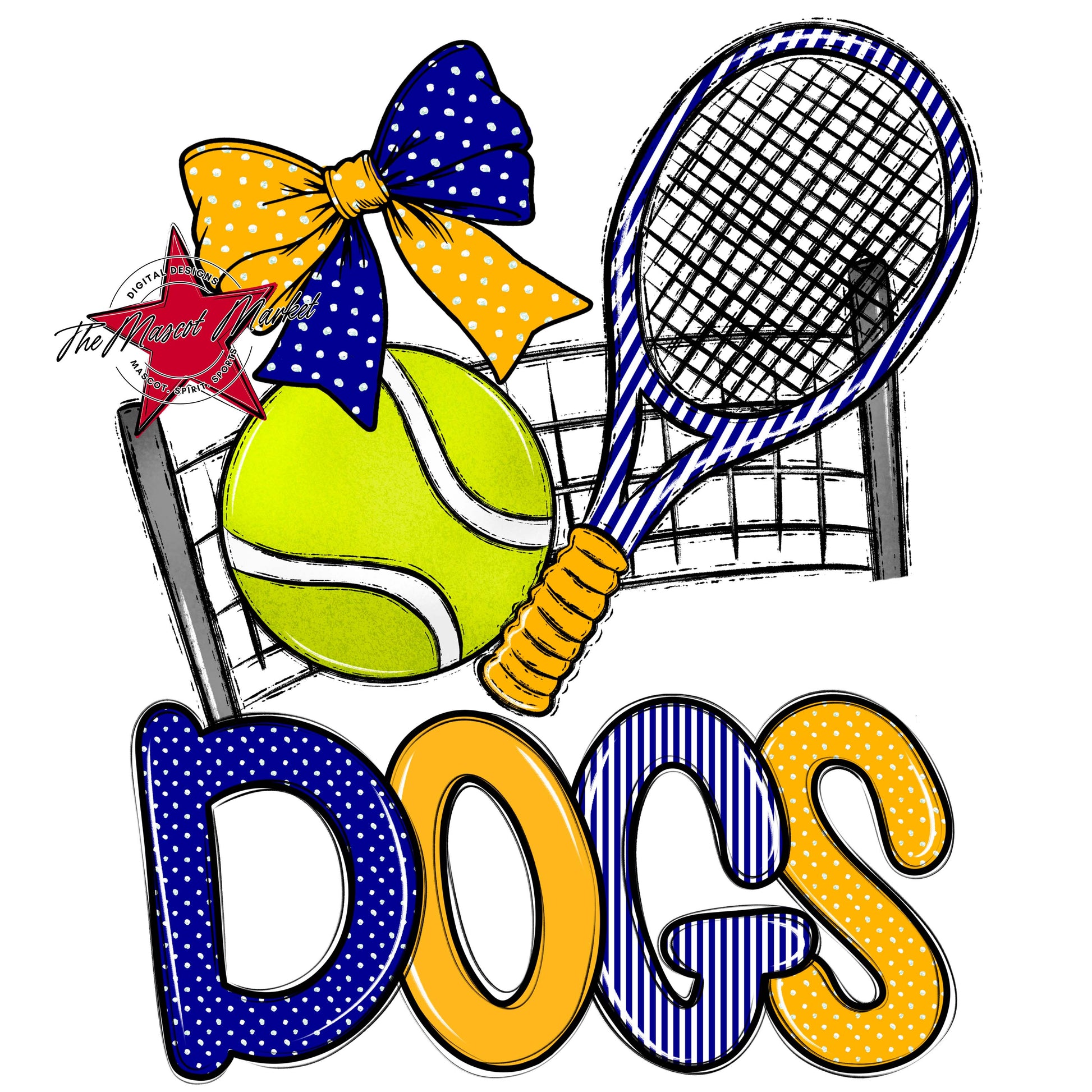 Dogs Tennis Spirit Design-Blue & Yellow