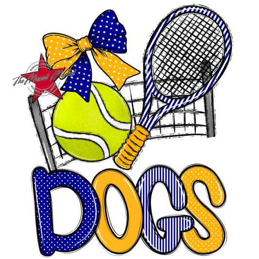 Dogs Tennis Spirit Design-Blue & Yellow