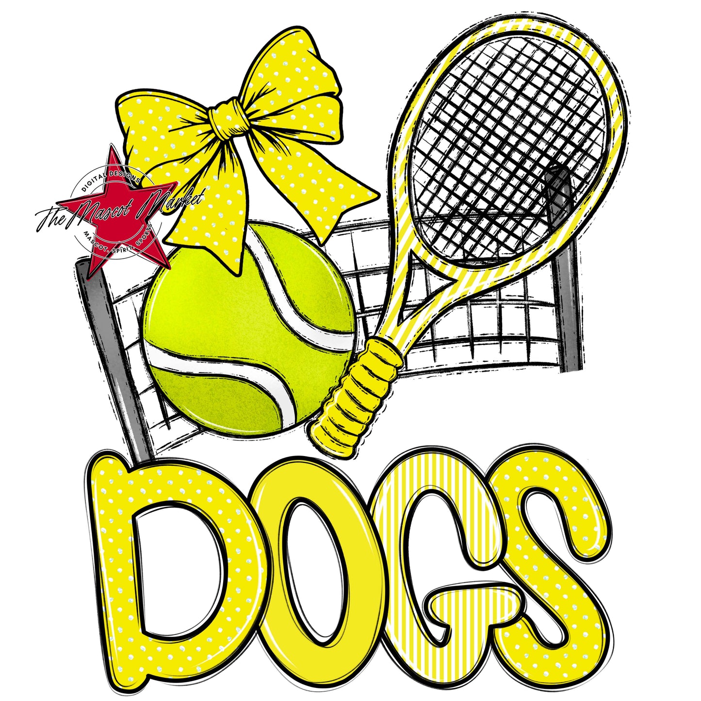 Dogs Tennis Spirit Design-Bright Yellow