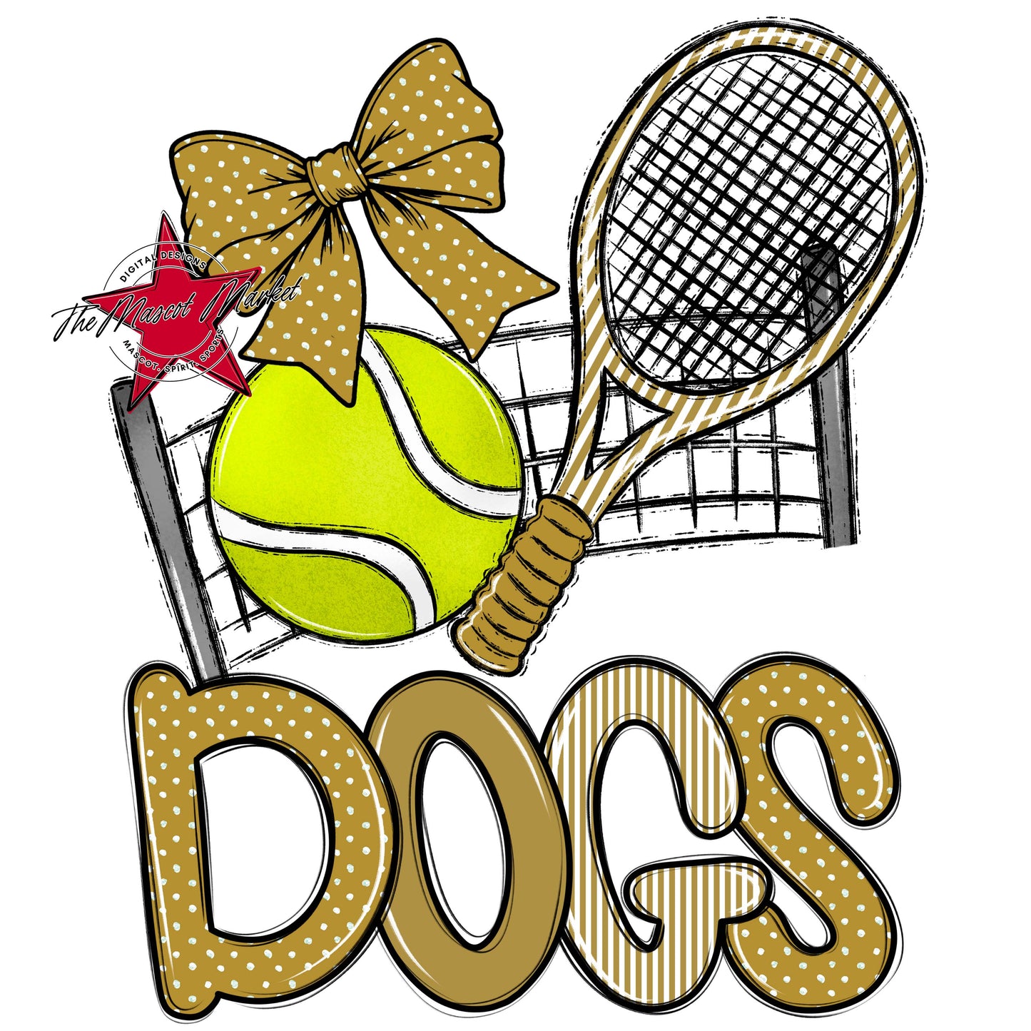 Dogs Tennis Spirit Design-Gold