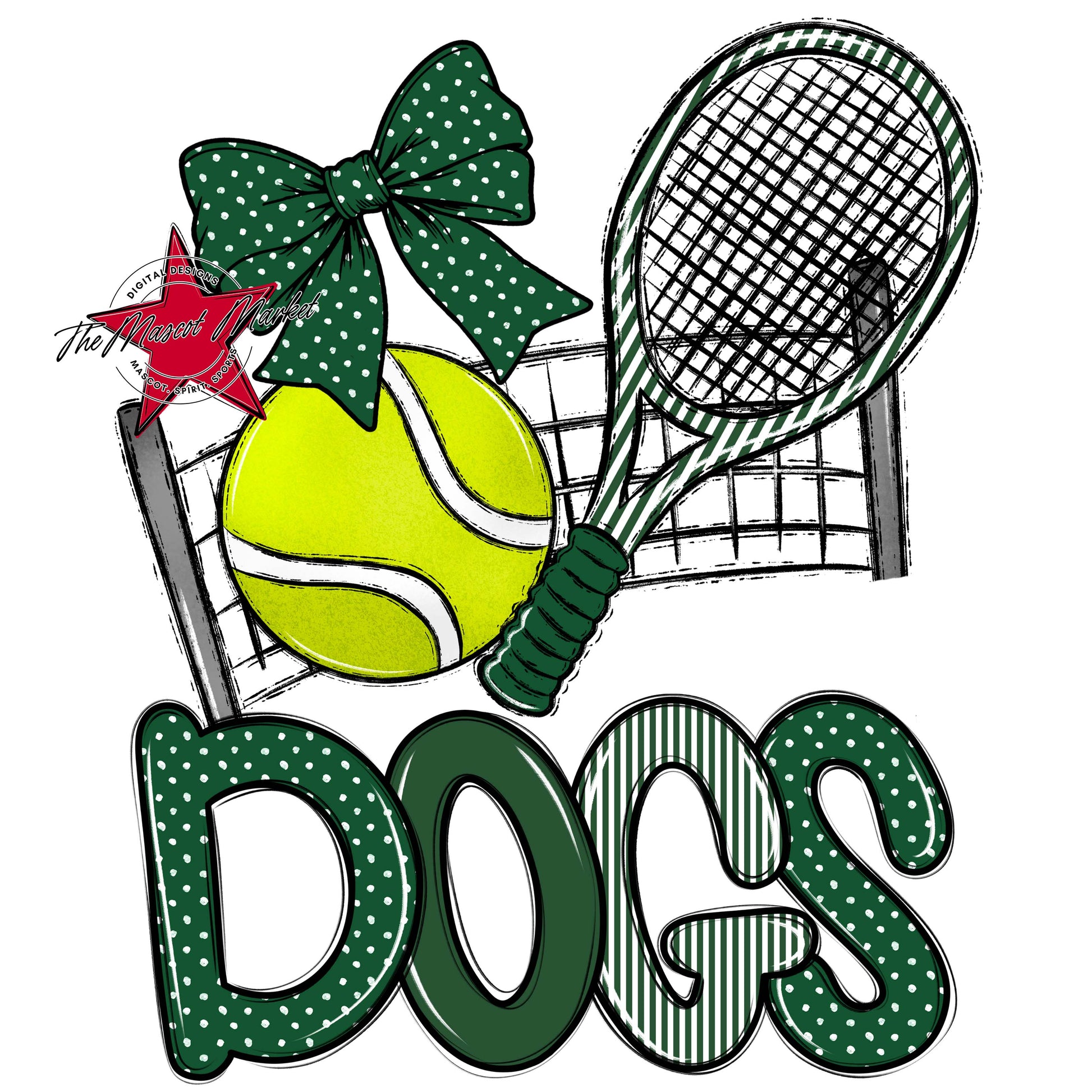 Dogs Tennis Spirit Design-Green