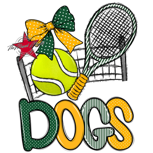Dogs Tennis Spirit Design-Green & Yellow
