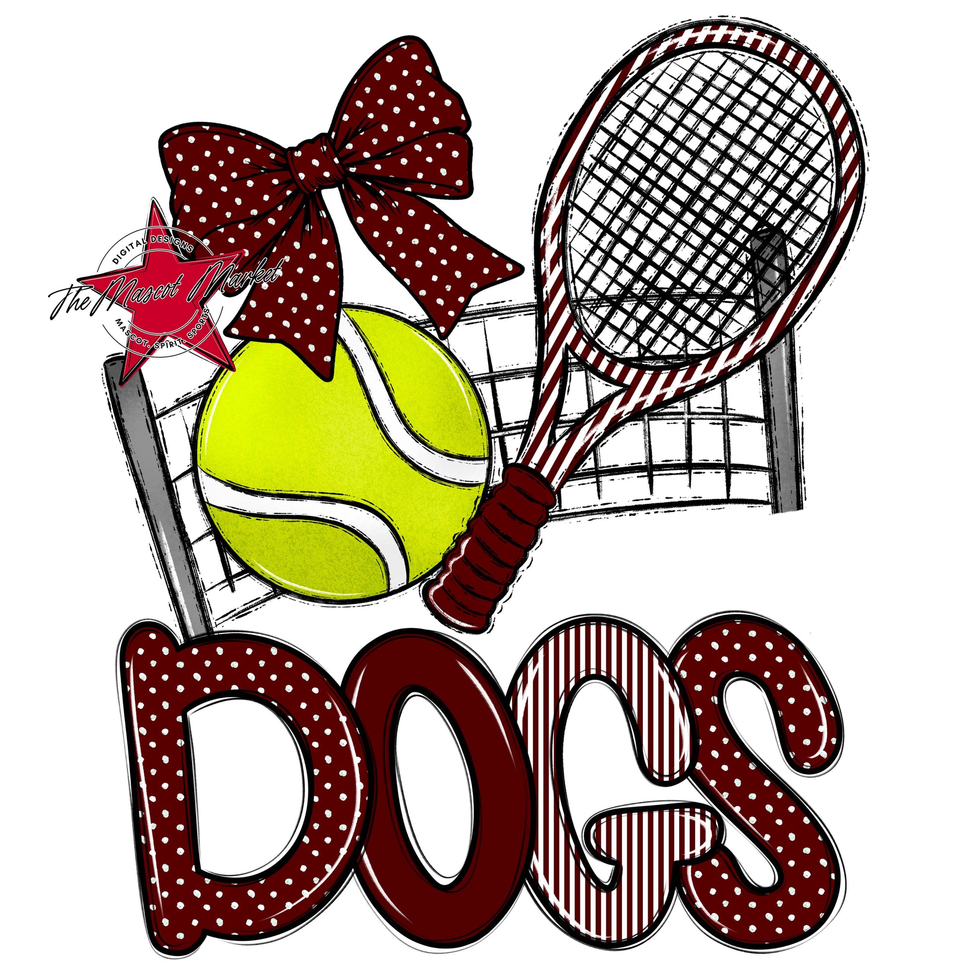 Dogs Tennis Spirit Design-Maroon