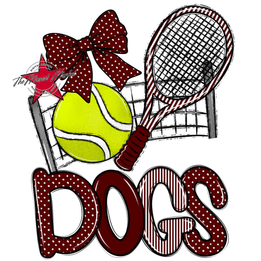 Dogs Tennis Spirit Design-Maroon