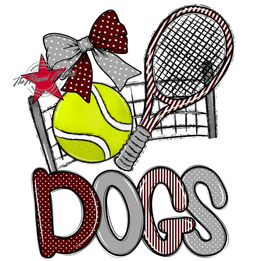 Dogs Tennis Spirit Design-Maroon & Grey