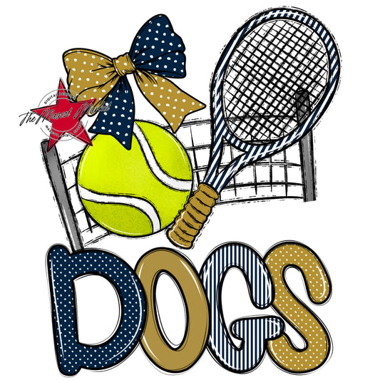 Dogs Tennis Spirit Design-Navy & Gold