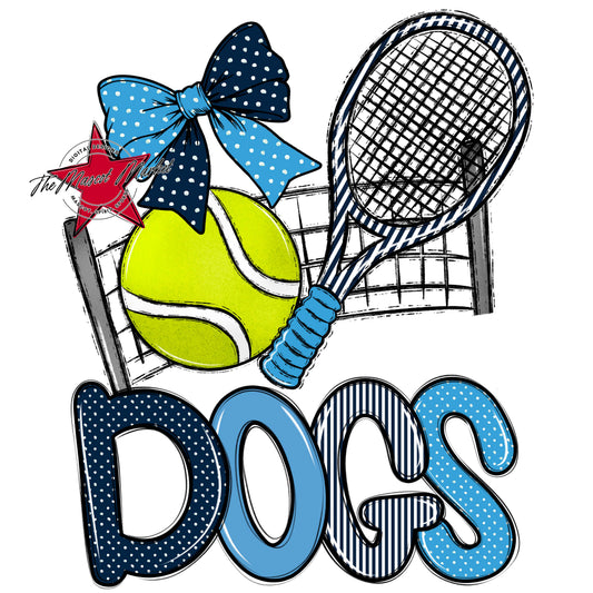 Dogs Tennis Spirit Design-Navy & Carolina Blue