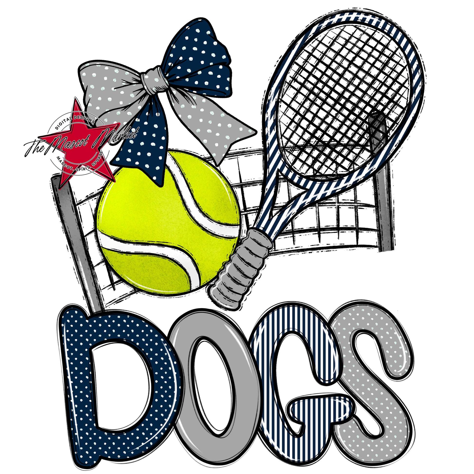 Dogs Tennis Spirit Design-Navy & Grey