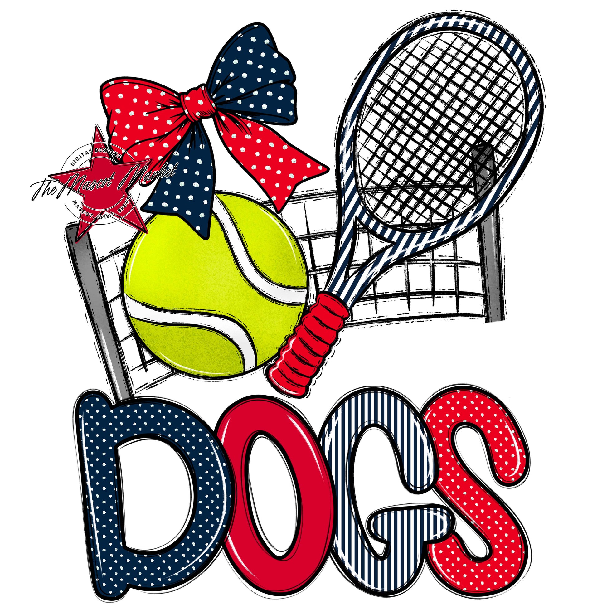 Dogs Tennis Spirit Design-Navy & Red