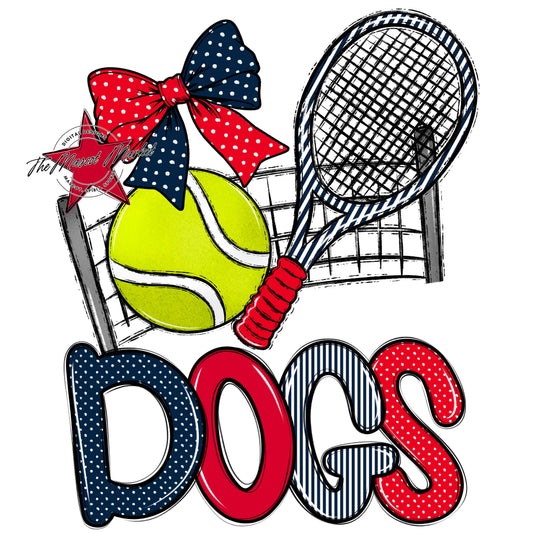 Dogs Tennis Spirit Design-Navy & Red
