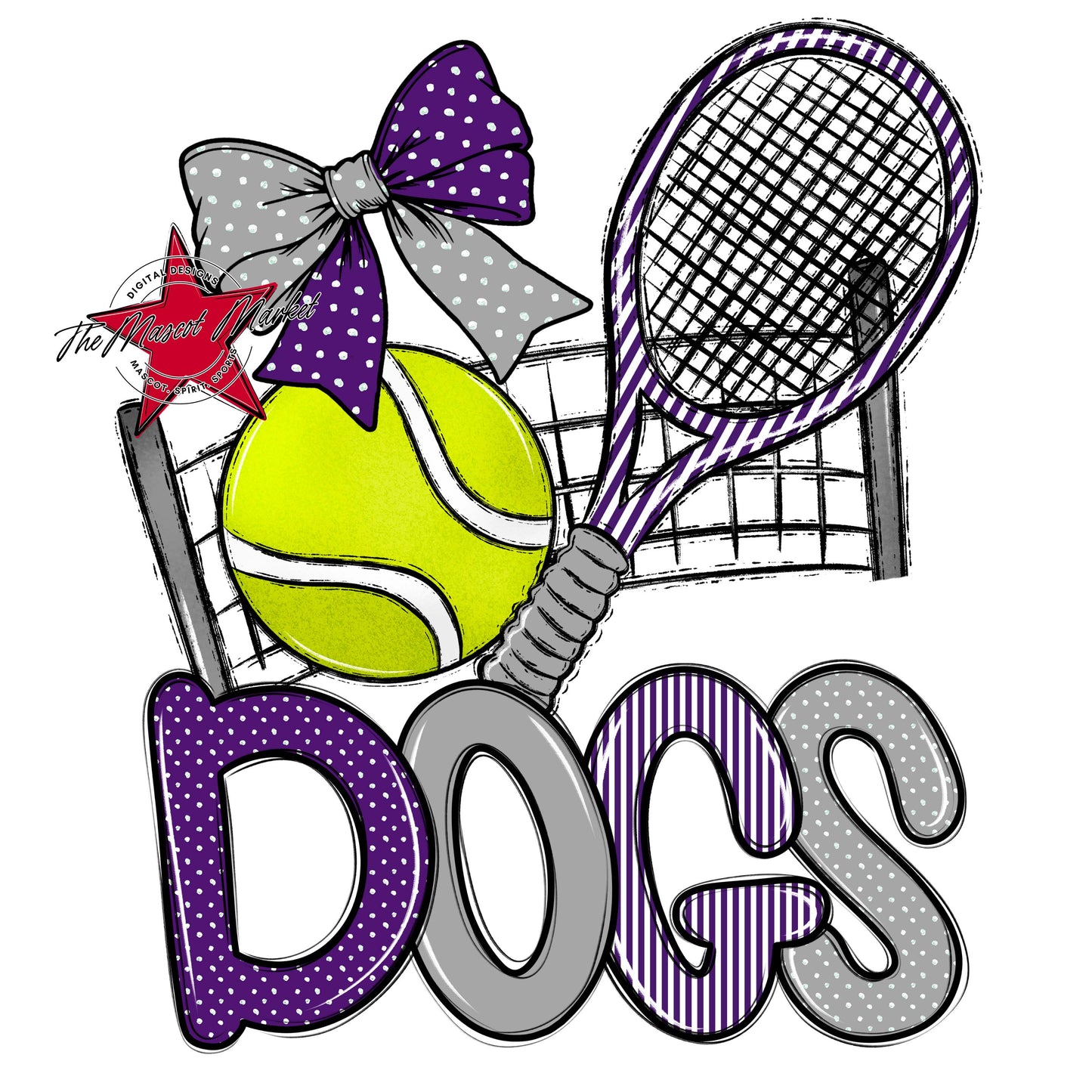 Dogs Tennis Spirit Design-Purple & Grey