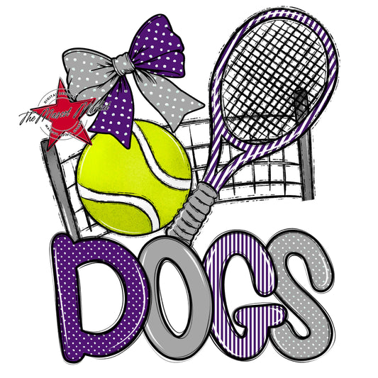 Dogs Tennis Spirit Design-Purple & Grey