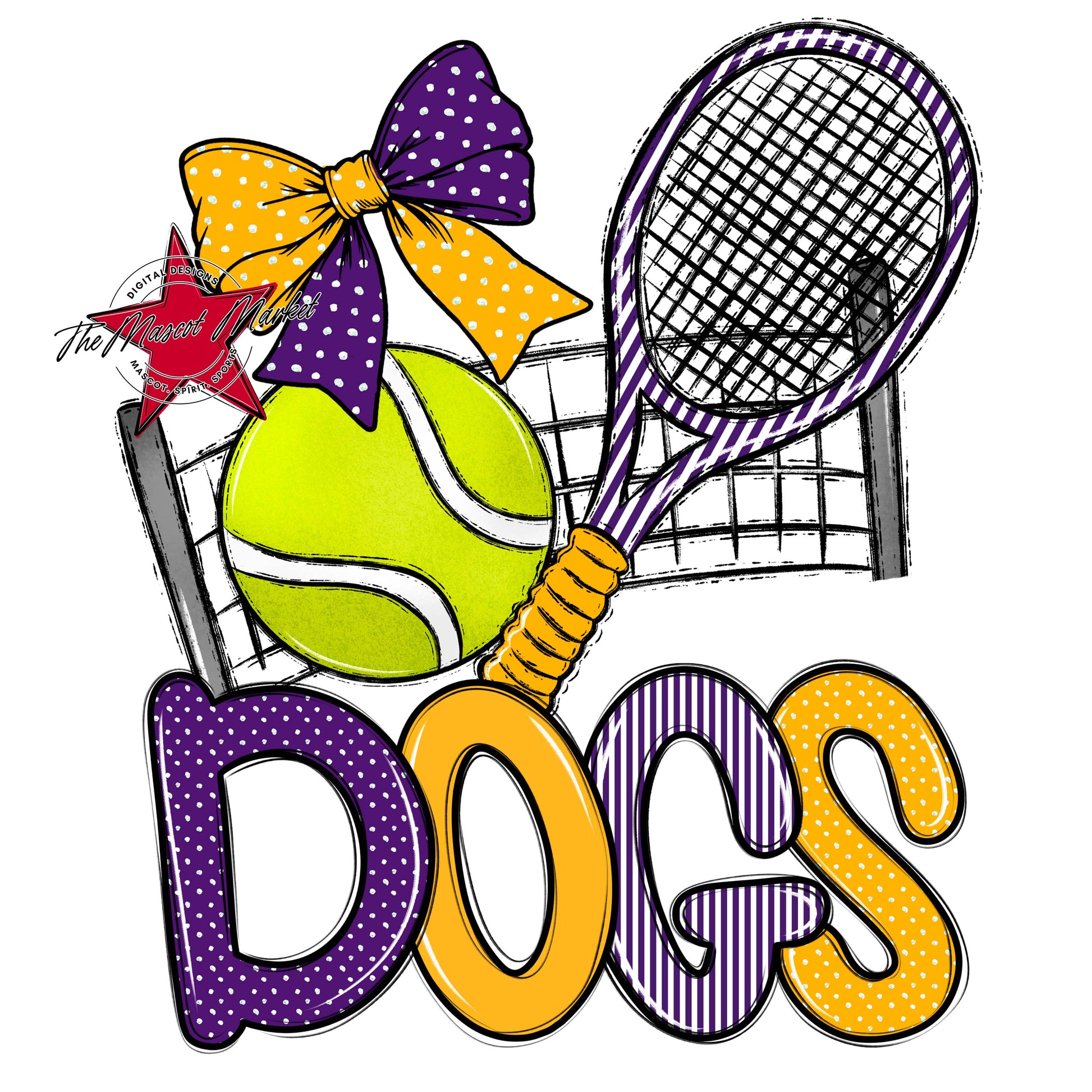 Dogs Tennis Spirit Design-Purple & Yellow