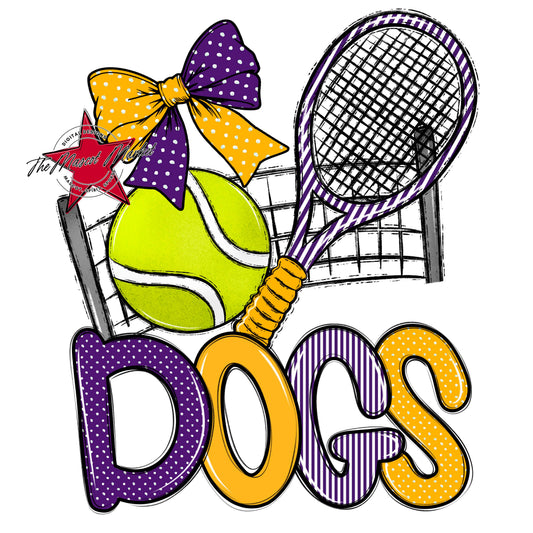 Dogs Tennis Spirit Design-Purple & Yellow