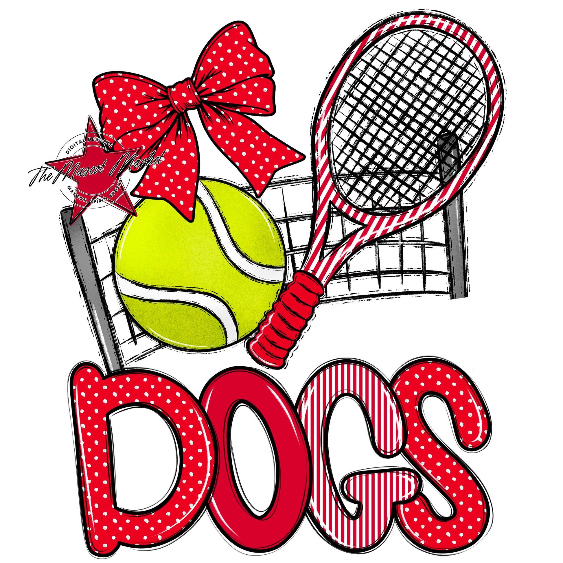 Dogs Tennis Spirit Design-Red