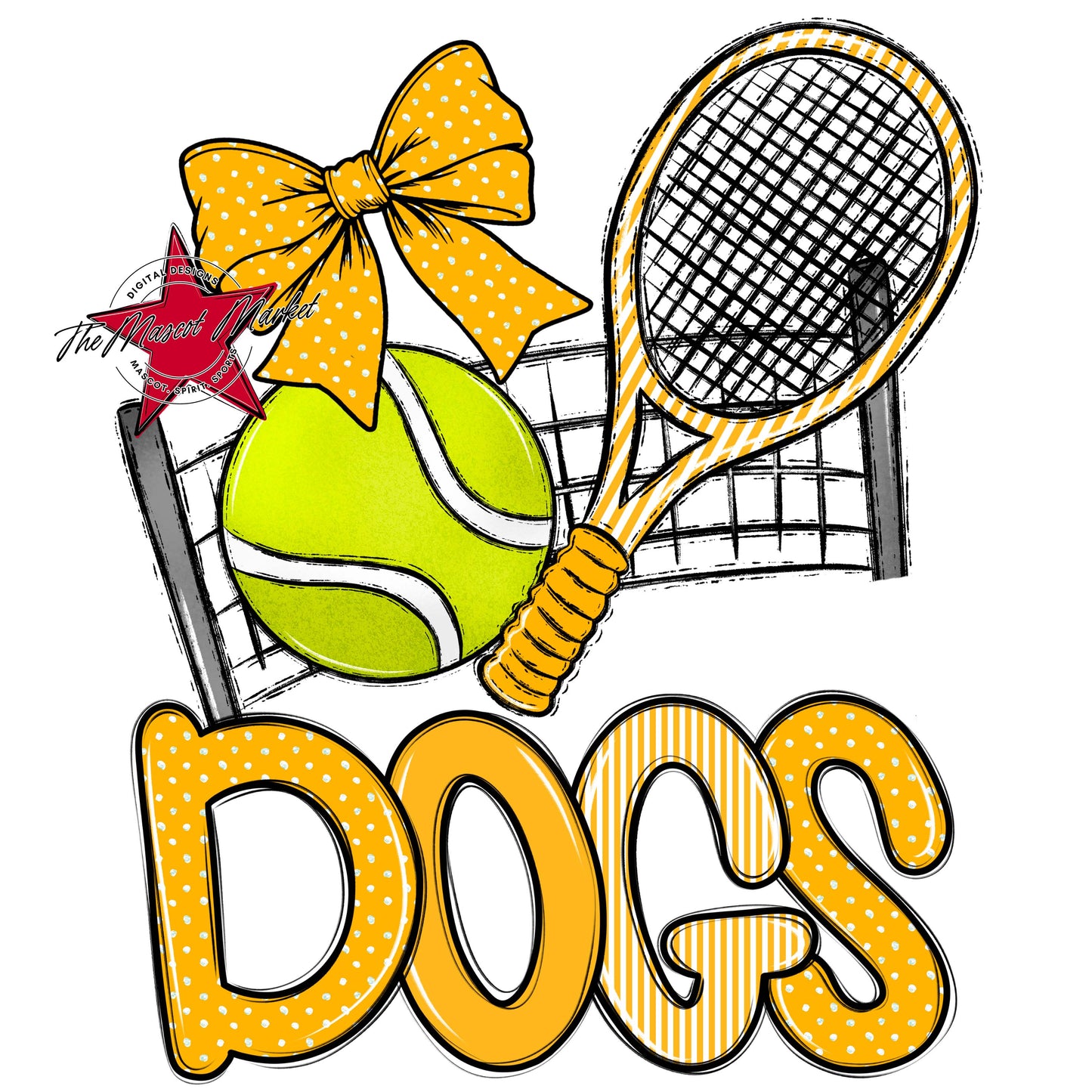 Dogs Tennis Spirit Design-Yellow