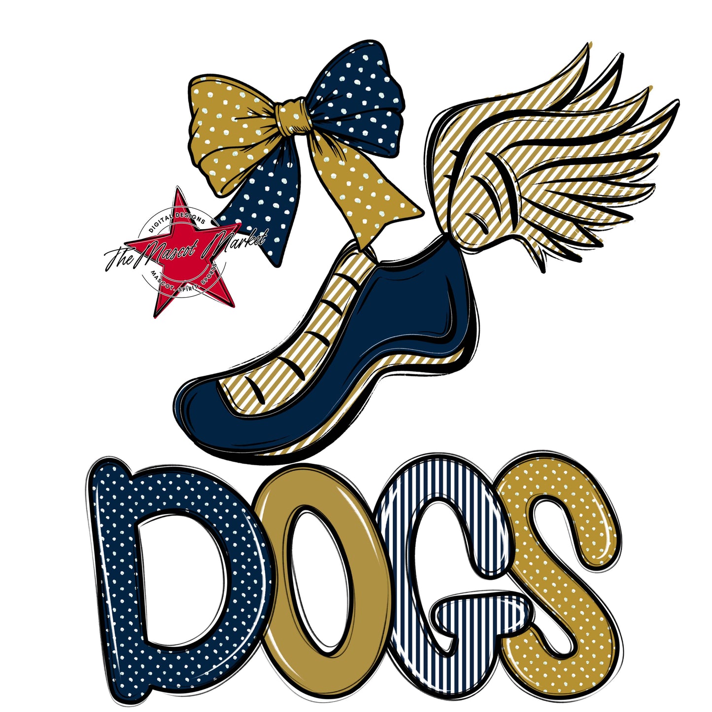Dogs Track Spirit Design-Navy & Gold