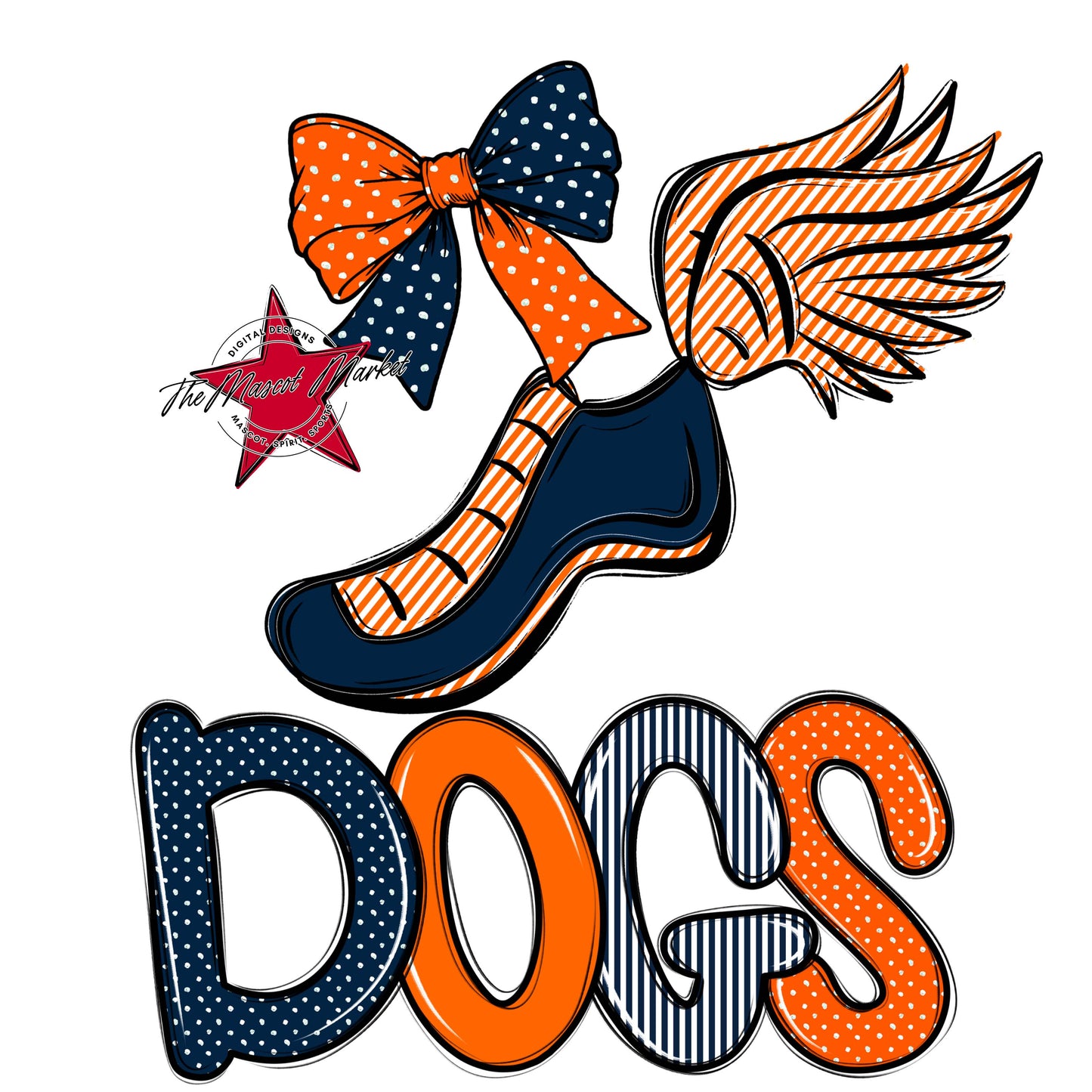 Dogs Track Spirit Design-Navy & Orange