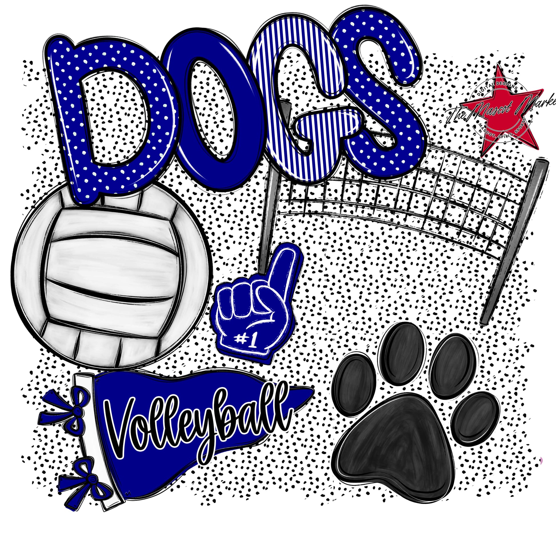 Dogs Volleyball Spirit-Blue