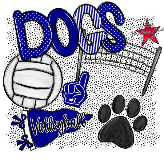 Dogs Volleyball Spirit-Blue