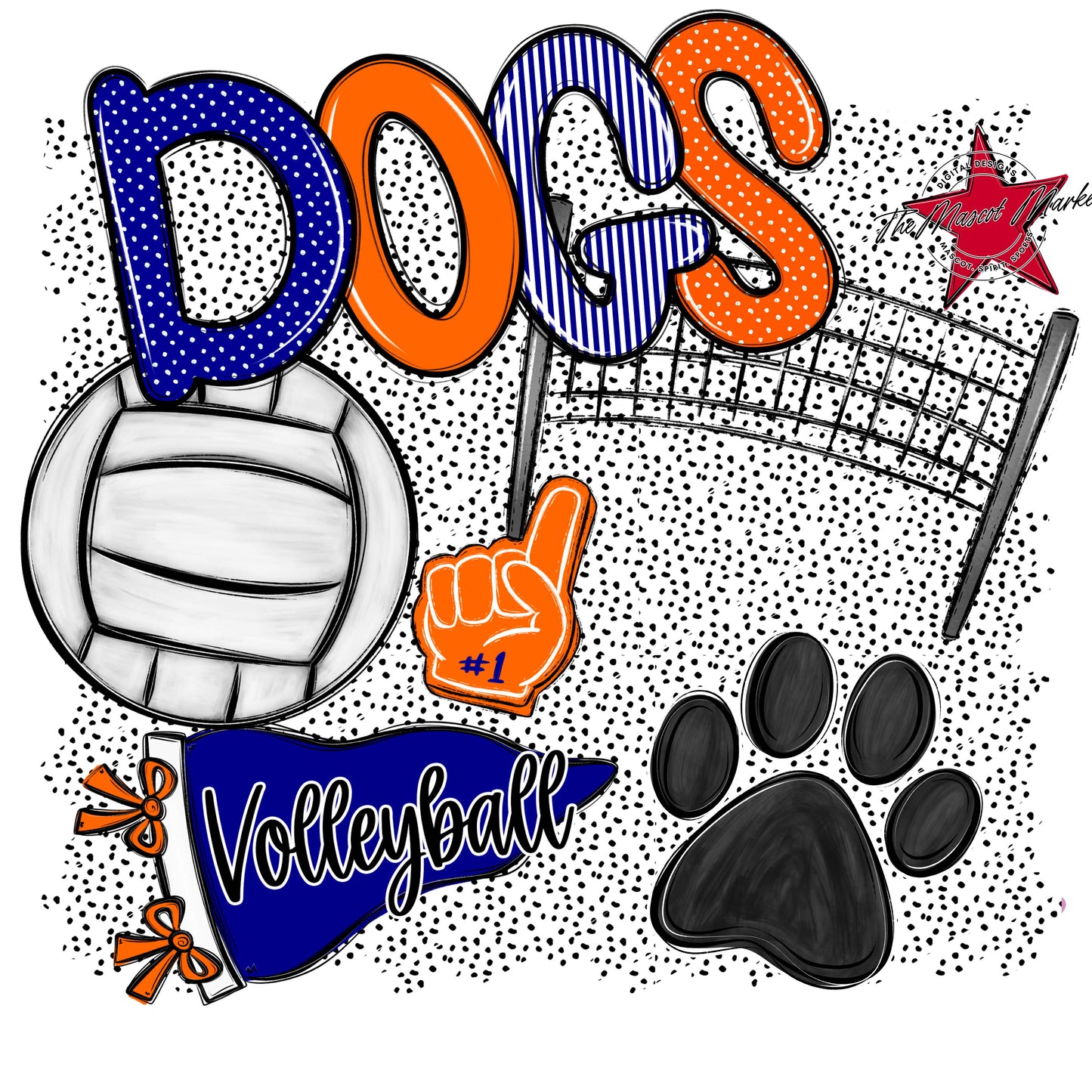 Dogs Volleyball Spirit-Blue & Orange