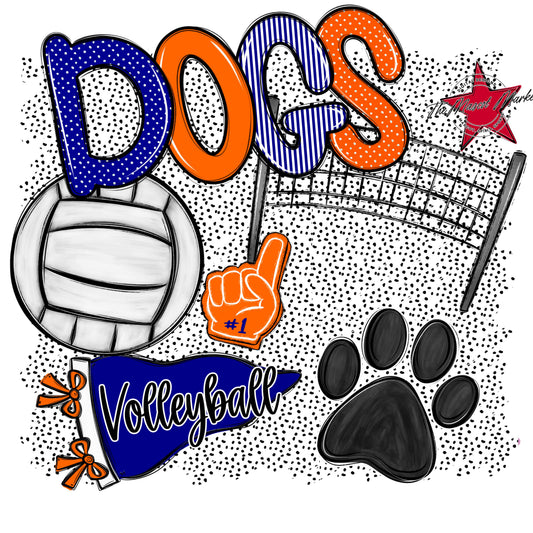 Dogs Volleyball Spirit-Blue & Orange