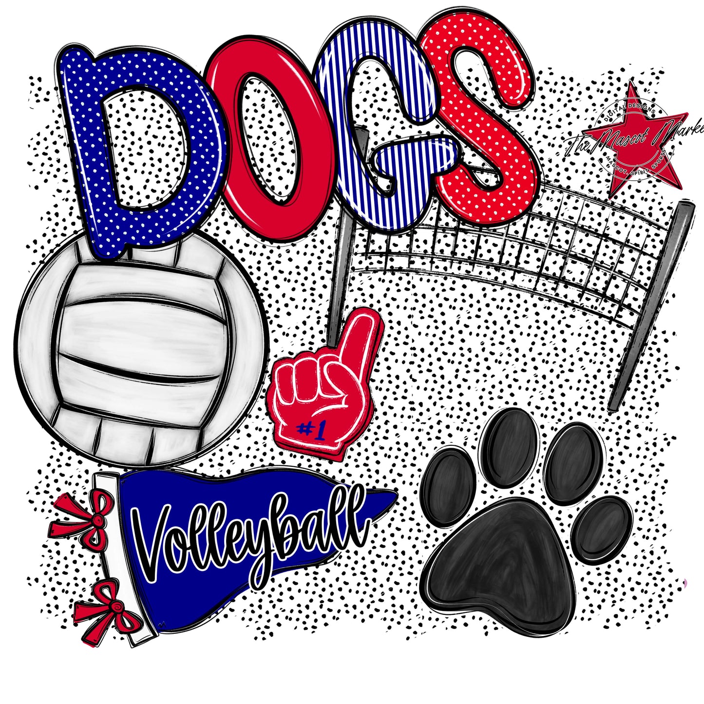 Dogs Volleyball Spirit-Blue & Red