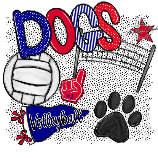 Dogs Volleyball Spirit-Blue & Red