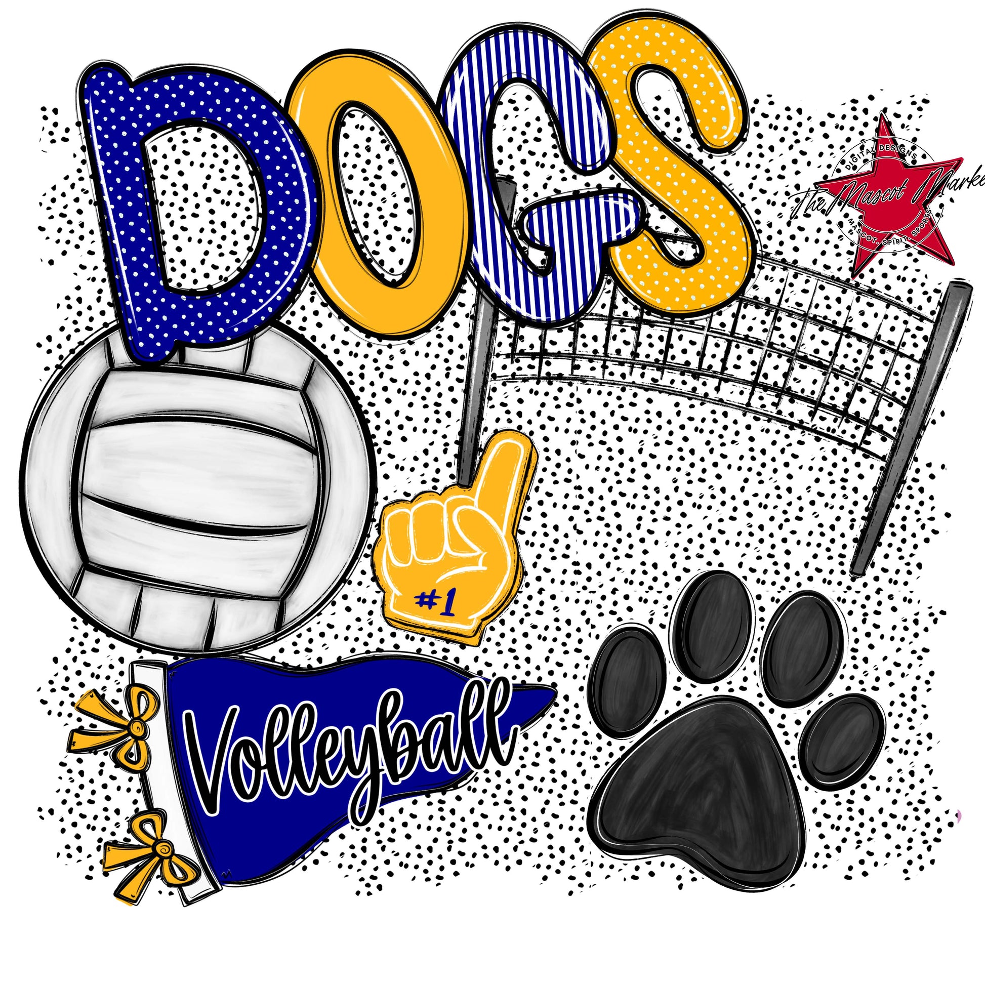 Dogs Volleyball Spirit-Blue & Yellow